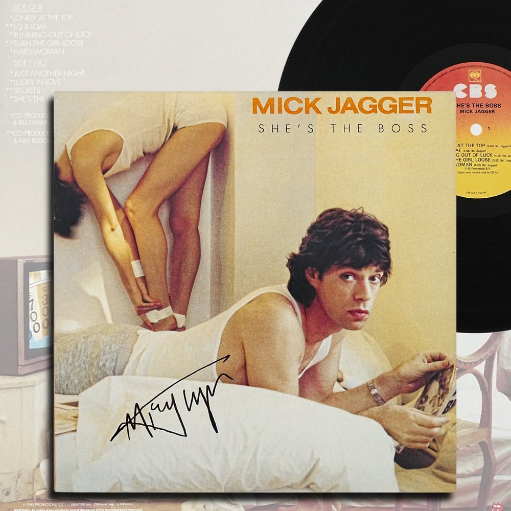 MICK JAGGER SIGNED "SHE'S THE BOSS" FIRST U.K. PRESSING LP (1 of 7)