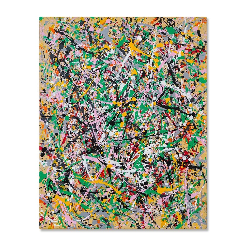 JACKSON POLLOCK (1912-1956), ATTRIBUTED TO, OIL, ENAMEL AND ALUMINUM PAINT ON CANVAS: Signed (upper left) Image Dimensions: 27 3/4 x 21 3/4 in (70 x 55 cm) This painting comes with COA. Jackson Pollock (1912-1956) stands among the central figures of postwar American art and Abstract Ex