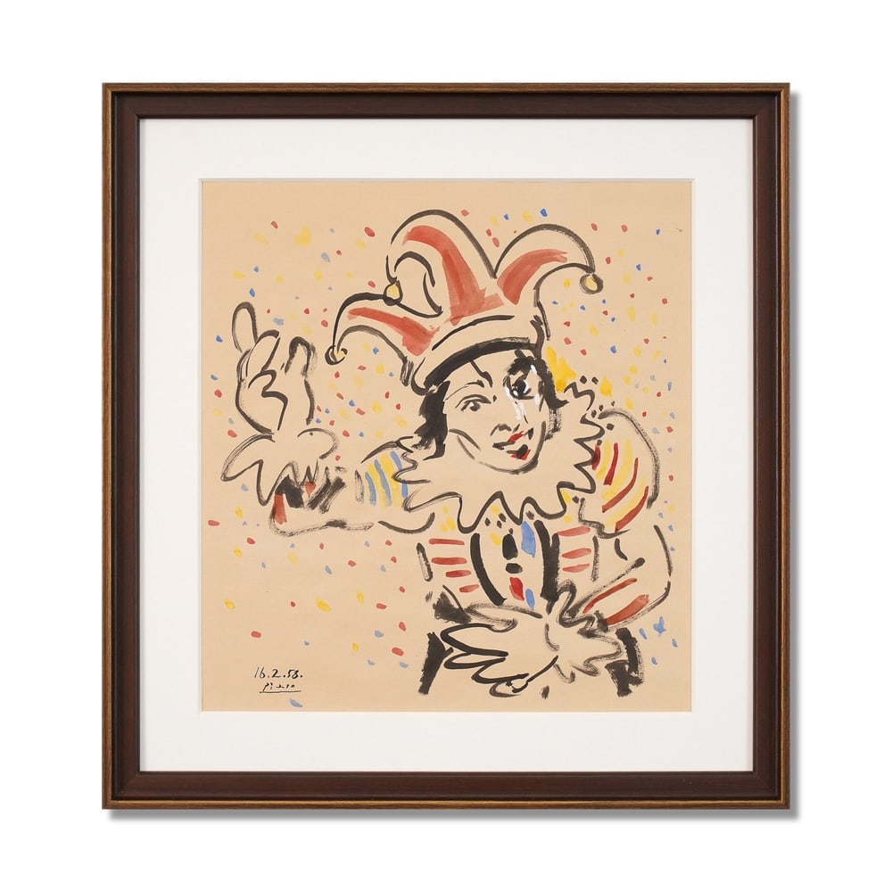 PABLO PICASSO (1881-1973), ATTRIBUTED TO, GOUACHE ON PAPER: Signed (lower left) Image Dimensions: 16 x 14 5/8 in (40.5 x 37 cm) Framed Dimensions: 21 1/2 x 20 1/8 in (54.5 x 51 cm) This painting comes with COA. Pablo Picasso, one of the most transformative