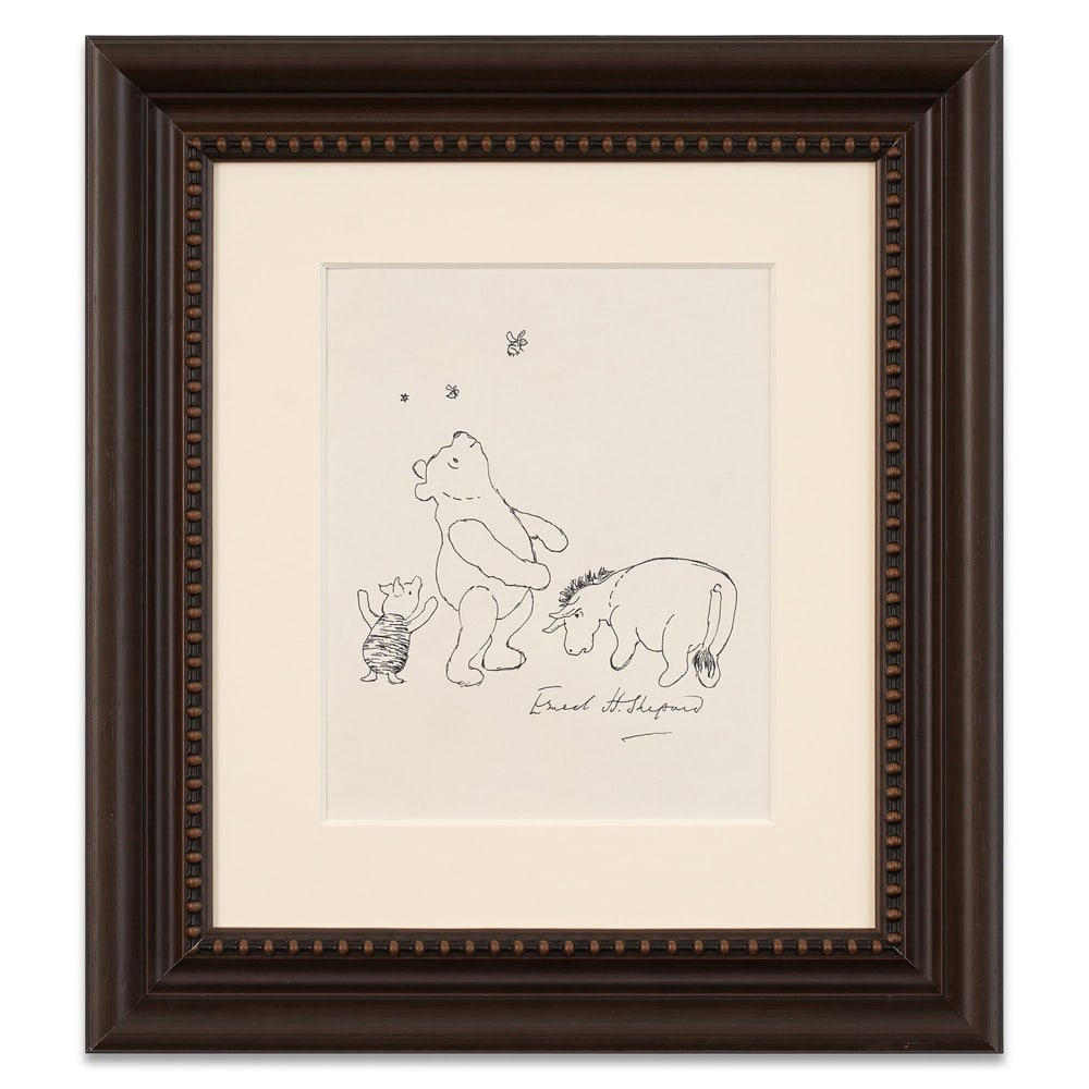 ERNEST H. SHEPARD SIGNED HAND-DRAWN WINNIE-THE-POOH SKETCH: Image Dimensions: 9 1/4 x 7 1/2 in (23.4 x 19 cm) Framed Dimensions: 17 3/8 x 15 1/2 in (44 x 39.5 cm) Provenance and Authentication: According to the Letter of Authenticity (LOA) and Certificate of A