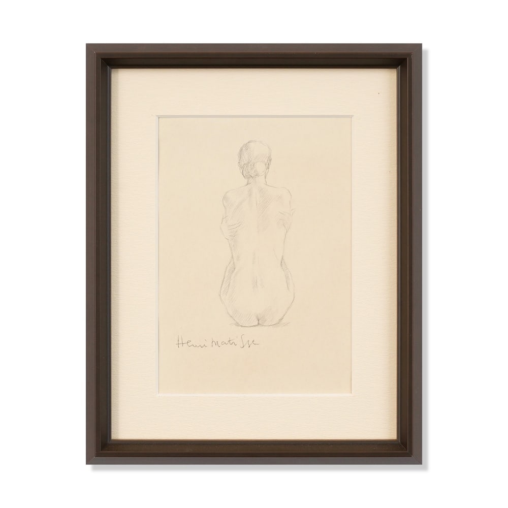 HENRI MATISSE (1869-1954), ATTRIBUTED TO, PENCIL ON PAPER: Signed (lower left) Image Dimensions: 11 x 7 5/8 in (27.9 x 19.5 cm) Framed Dimensions: 16 1/2 x 13 1/4 in (42 x 33.5 cm) This painting comes with COA. Henri Matisse remains one of the most