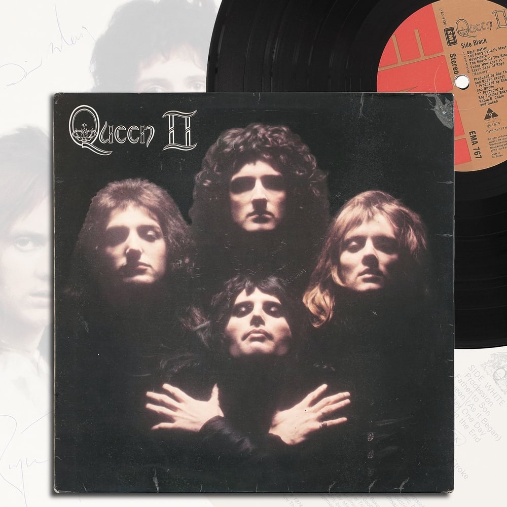 QUEEN FULLY SIGNED "QUEEN II" LP: 12 1/4 x 12 1/4 in Provenance and Authentication: According to the Letter of Authenticity (LOA) and Certificate of Authenticity (COA) provided by the consignor, this collectible was subjected to a