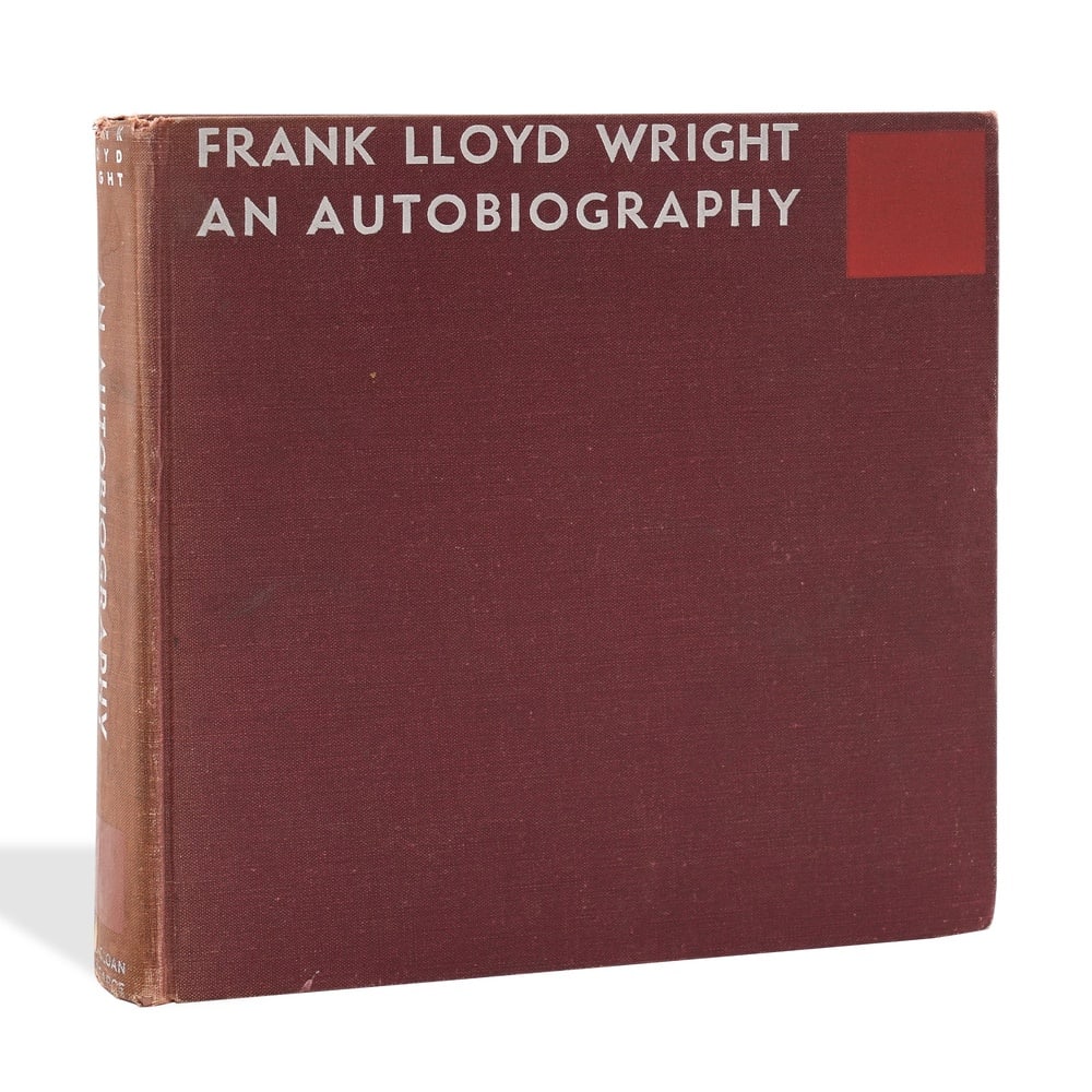 FRANK LLOYD WRIGHT SIGNED "AN AUTOBIOGRAPHY" BOOK: 8 7/8 x 8 5/8 in (22.4 x 22 cm) Provenance and Authentication: According to the Letter of Authenticity (LOA) and Certificate of Authenticity (COA) provided by the consignor, this collectible was subje