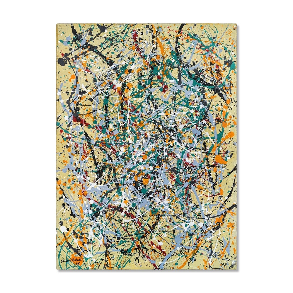 JACKSON POLLOCK (1912-1956), ATTRIBUTED TO, OIL ON CANVAS: Signed (lower left) Image Dimensions: 31 x 22 3/4 in (78.5 x 57.5 cm) This painting comes with COA. Few artists transformed the history of modern painting as profoundly as Jackson Pollock. Through