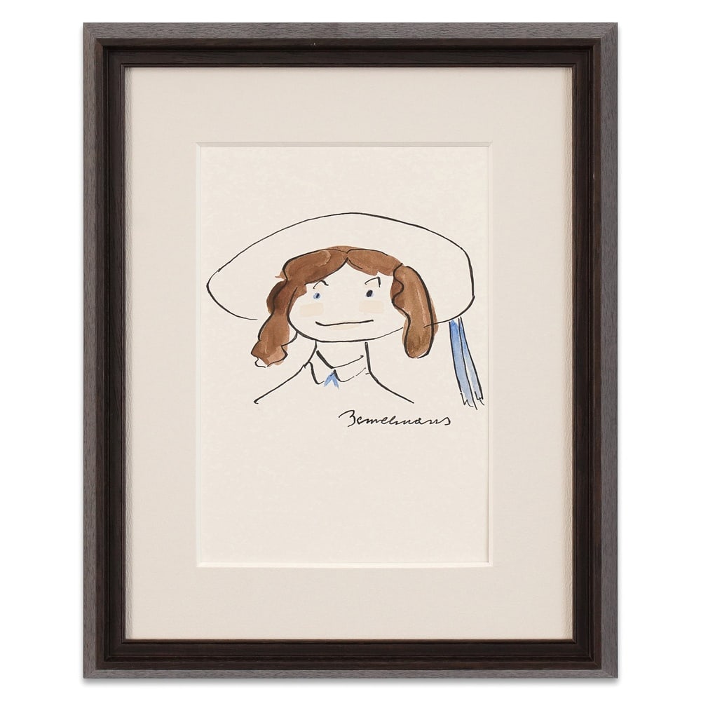 LUDWIG BEMELMANS SIGNED GIRL DRAWING: Image Dimensions: 9 5/8 x 6 5/8 in (24.5 x 16.8 cm) Framed Dimensions: 15 5/8 x 12 5/8 in (39.7 x 32.2 cm) Provenance and Authentication: According to the Letter of Authenticity (LOA) and Certificate