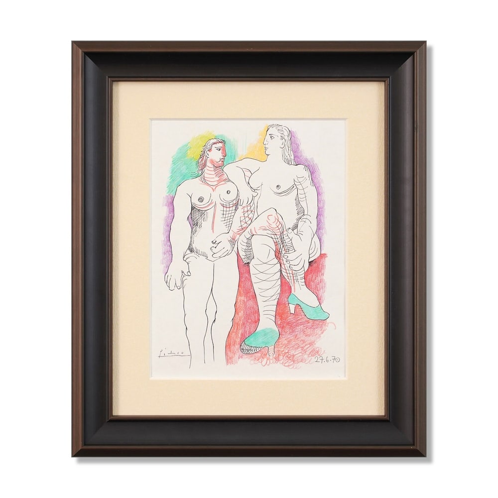 PABLO PICASSO (1881-1973), ATTRIBUTED TO, PEN AND PENCIL ON PAPER: Signed (lower left) Image Dimensions: 12 1/8 x 9 in (30.8 x 22.9 cm) Framed Dimensions: 19 1/8 x 16 1/8 in (48.5 x 41 cm) This painting comes with COA. Pablo Picasso remains one of the most
