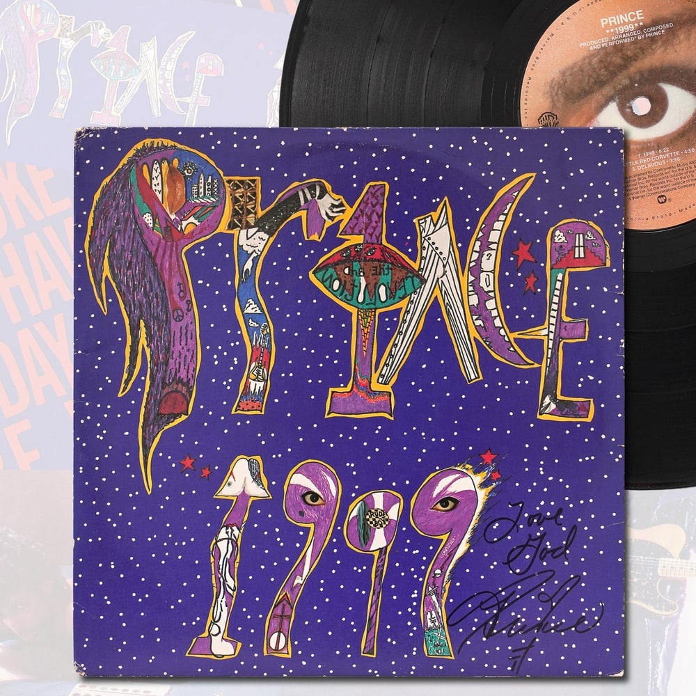 PRINCE SIGNED "1999" LP: 12 1/4 x 12 1/4 in Provenance and Authentication: According to the Letter of Authenticity (LOA) and Certificate of Authenticity (COA) provided by the consignor, this collectible was subjected to a