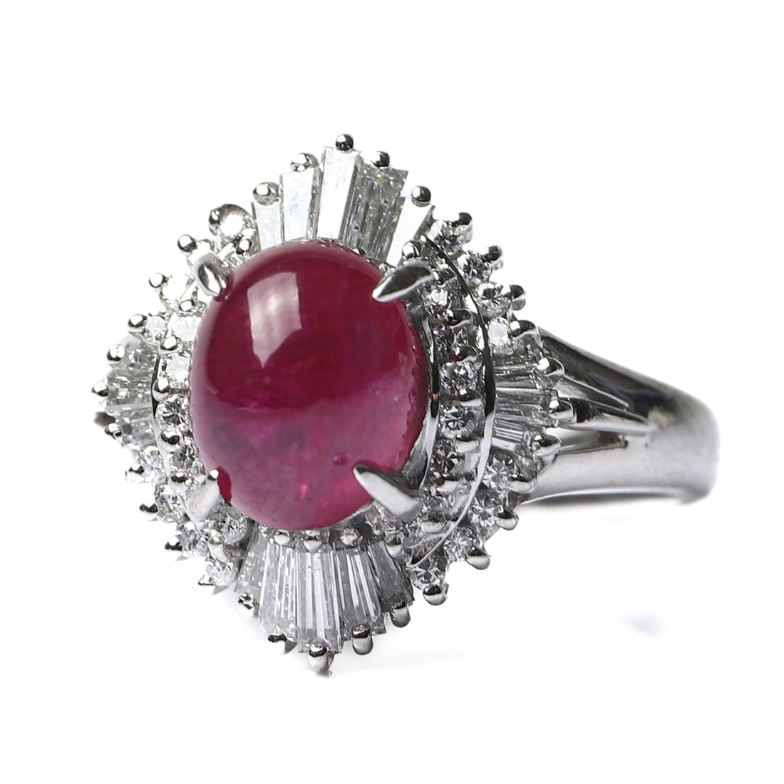 RETRO PERIOD PLATINUM RUBY AND DIAMOND RING - 3