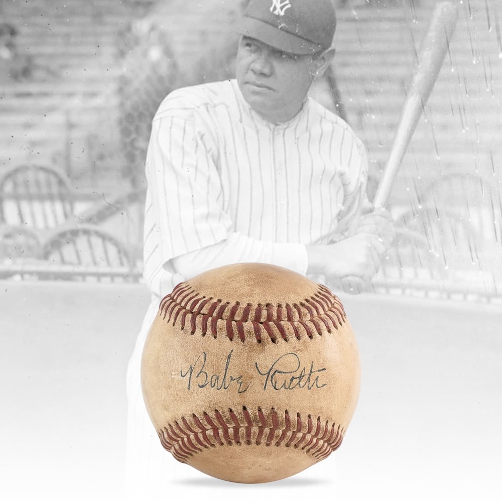 BABE RUTH SIGNED OFFICIAL AMERICAN LEAGUE BASEBALL: Provenance and Authentication: According to the Letter of Authenticity (LOA) and Certificate of Authenticity (COA) provided by the consignor, this collectible was subjected to a forensic examination. 