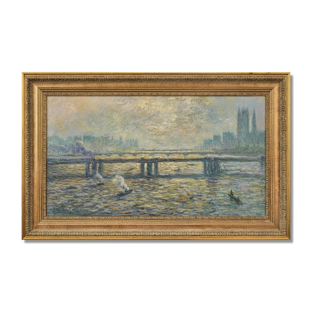 CLAUDE MONET (1840-1926), ATTRIBUTED TO, OIL ON CANVAS: Signed (lower left) Image Dimensions: 19 3/4 x 35 1/2 in (50 x 90 cm) Framed Dimensions: 26 3/8 x 42 1/8 in (67 x 107 cm) This painting comes with COA. Claude Monet, a founding figure of Impressionism