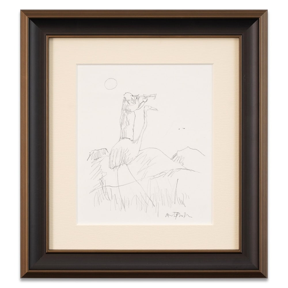 QUENTIN BLAKE SIGNED FIGURAL SKETCH: Image Dimensions: 10 5/8 x 8 7/8 in (27 x 22.6 cm) Framed Dimensions: 18 x 16 3/8 in (45.6 x 41.6 cm) Provenance and Authentication: According to the Letter of Authenticity (LOA) and Certificate of