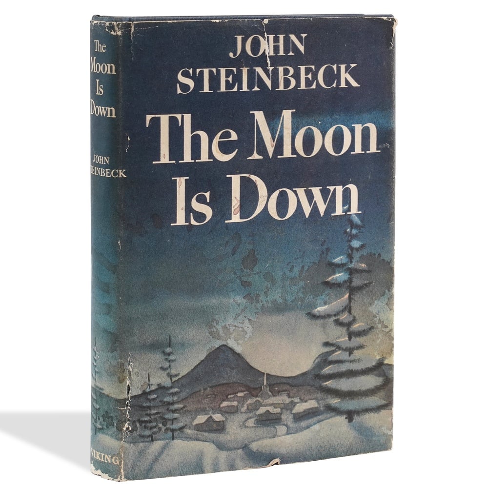 JOHN STEINBECK SIGNED "THE MOON IS DOWN" BOOK: 7 1/2 x 5 in (19.2 x 12.8 cm) Provenance and Authentication: According to the Letter of Authenticity (LOA) and Certificate of Authenticity (COA) provided by the consignor, this collectible was subject