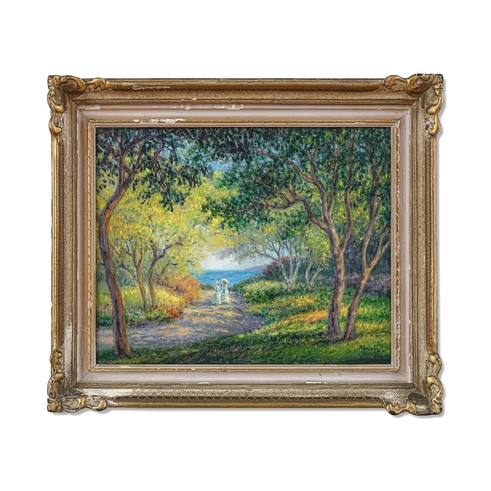 PIERRE-AUGUSTE RENOIR (1841-1919), ATTRIBUTED TO, OIL ON CANVAS: Signed (lower right) Image Dimensions: 15 3/4 x 19 3/4 in (40 x 50 cm) Framed Dimensions: 25 1/4 x 22 1/8 in (64 x 56 cm) This painting comes with COA. Pierre Auguste Renoir, one of the founding