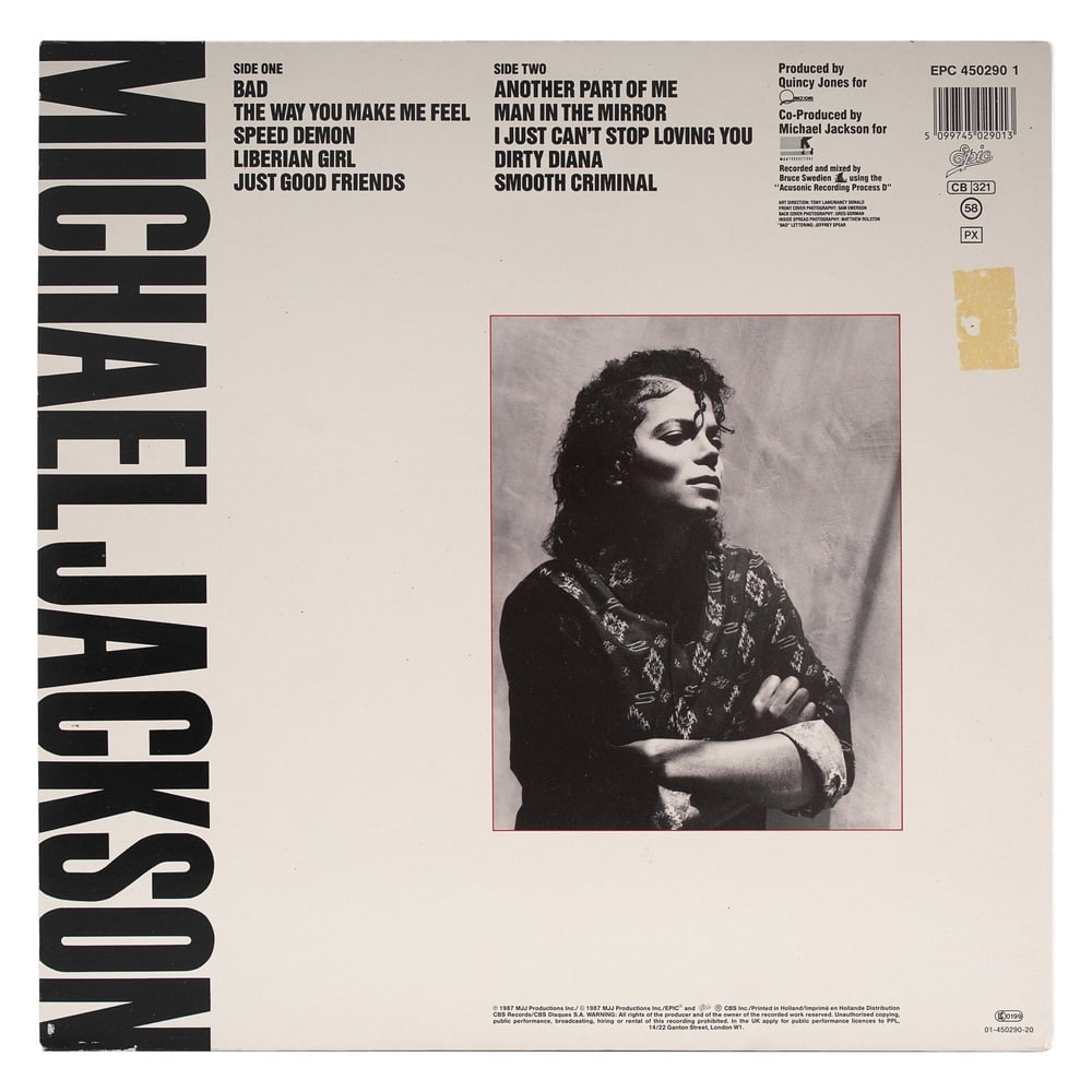MICHAEL JACKSON SIGNED "BAD" LP - 2