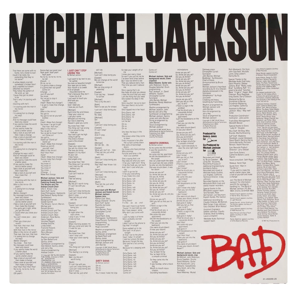 MICHAEL JACKSON SIGNED "BAD" LP - 4