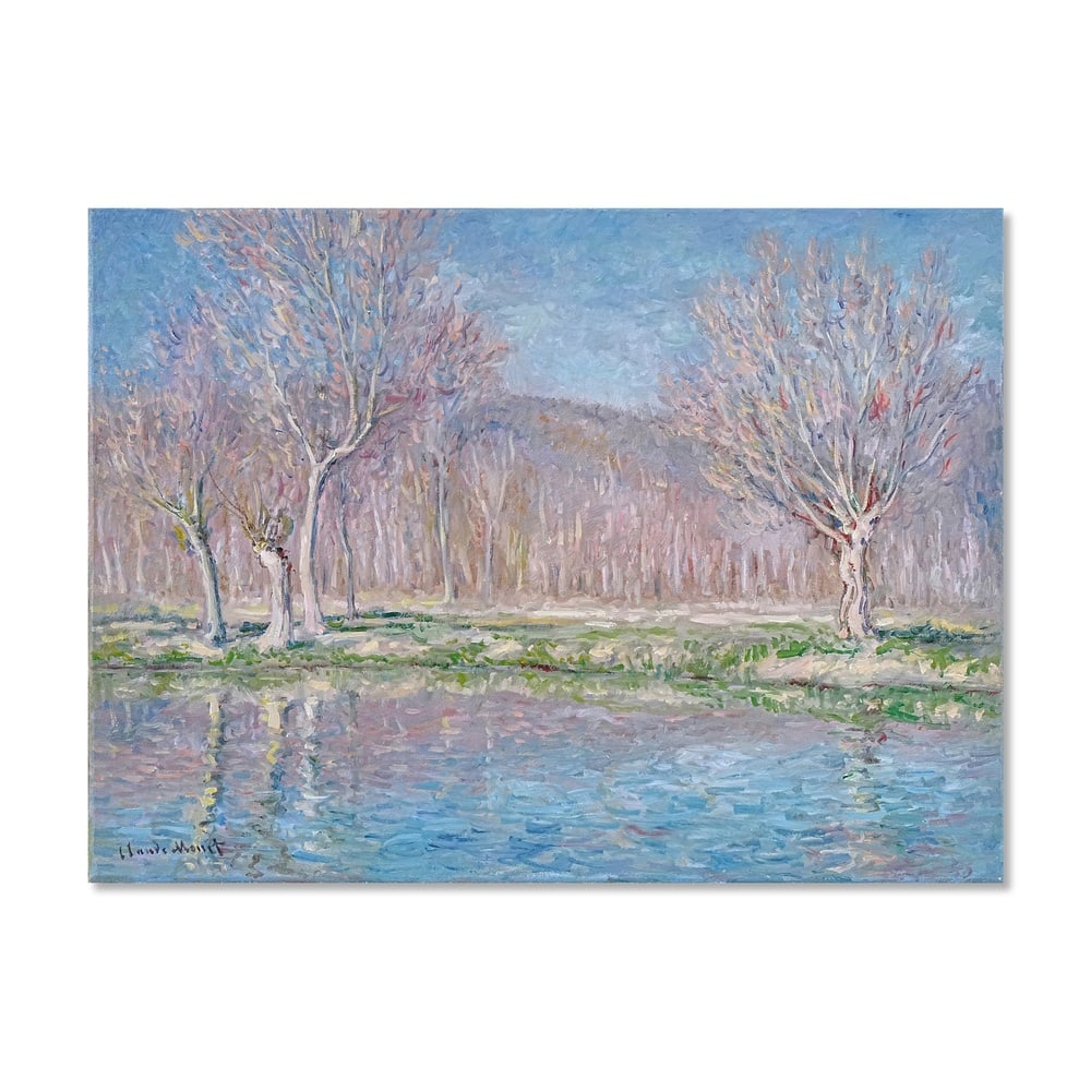 CLAUDE MONET (1840-1926), ATTRIBUTED TO, OIL ON CANVAS: Signed (lower left) Image Dimensions: 21 1/4 x 28 3/4 in (54 x 73 cm) This painting comes with COA. "Printemps à Giverny" (1885) is a beautiful and serene painting by Claude Monet, capturing the