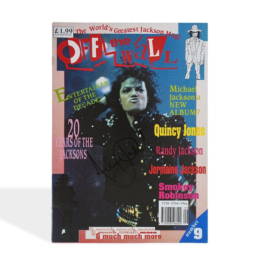 MICHAEL JACKSON SIGNED "OFF THE WALL" MAGAZINE: 11 3/4 x 8 1/4 in (29.8 x 21 cm) Provenance and Authentication: According to the Letter of Authenticity (LOA) and Certificate of Authenticity (COA) provided by the consignor, this collectible was