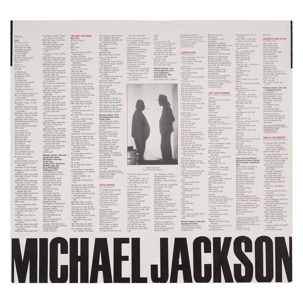 MICHAEL JACKSON SIGNED "BAD" LP - 5