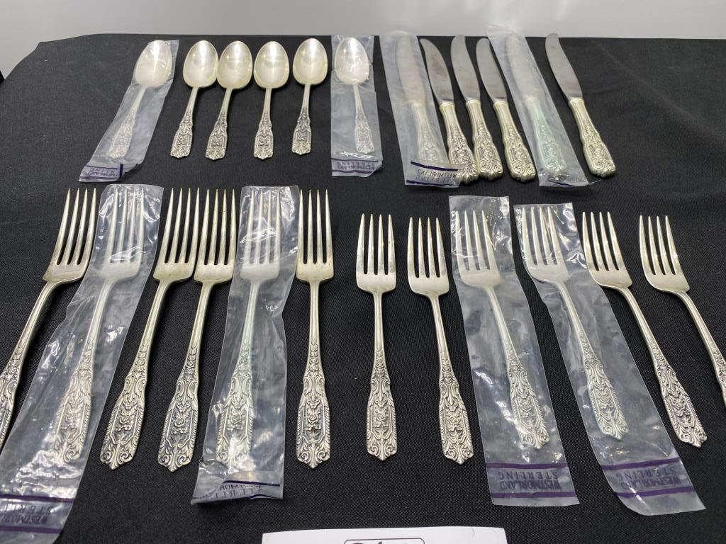 STERLING WESTMORLAND FLATWARE MIBURN ROSE SERVICE FOR 6 (1 of 3)