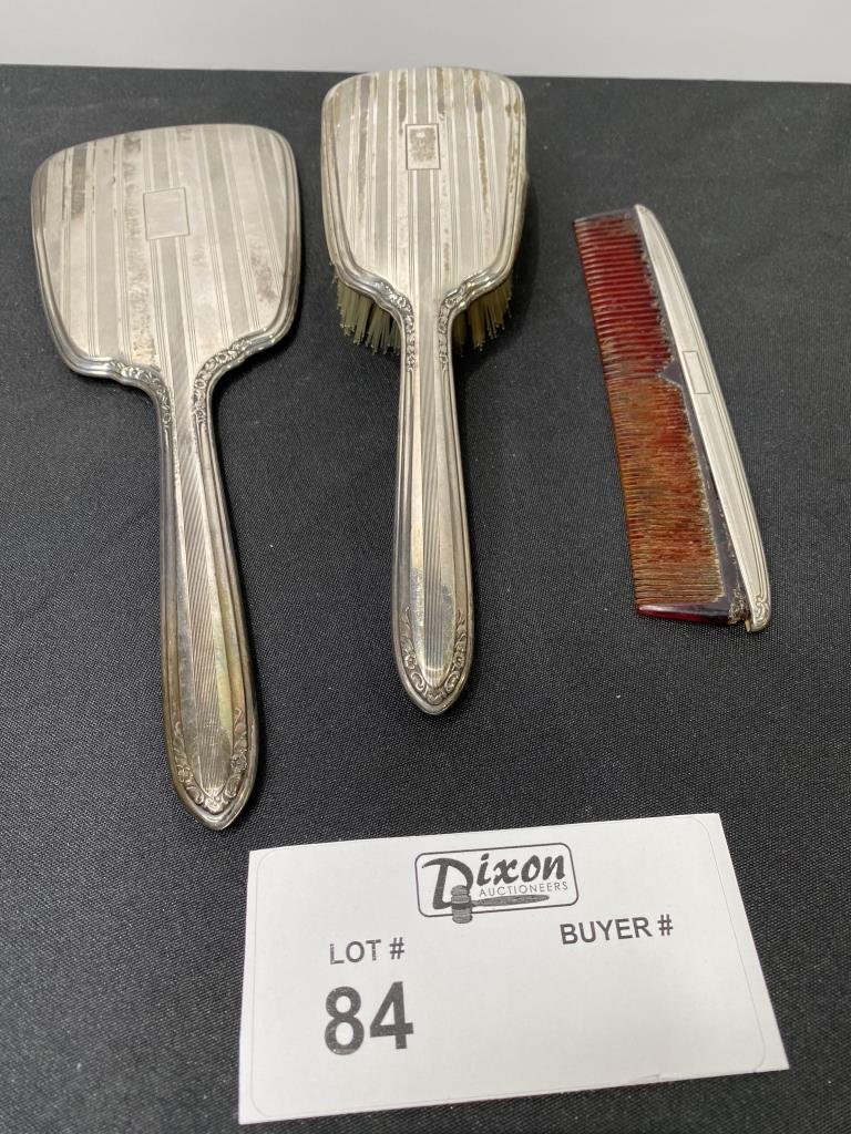 STERLING SILVER BRUSH MIRROR AND COMB SET SEE PHOTOS (1 of 5)