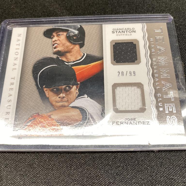 JOSE FERNANDEZ / GIANCARLO STANTON JERSEY CARD: TOPPS NATIONAL TREASURES JERSEY CARD 17 #20/99 SEE PHOTOS