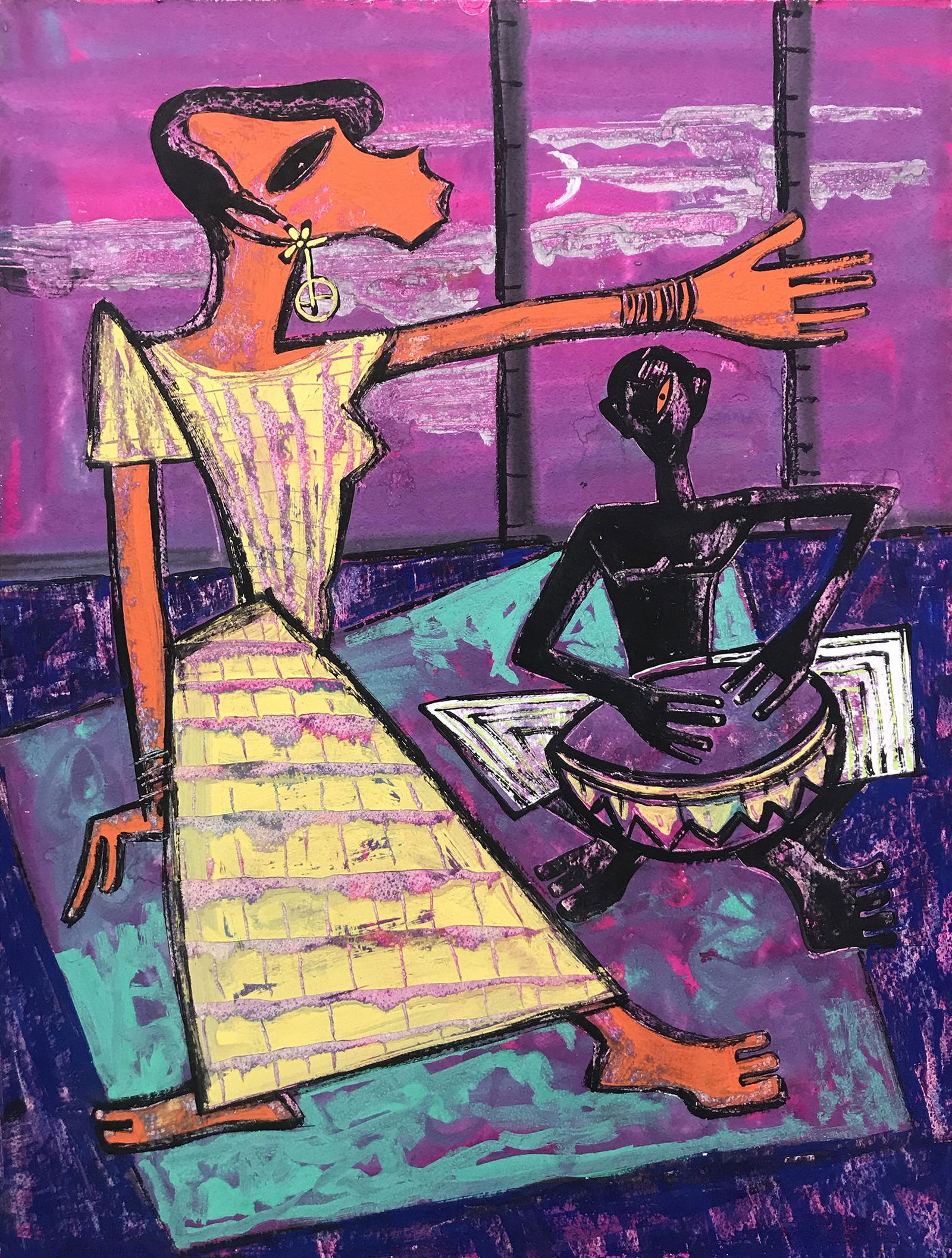 Walter Sanford - My Man Has Gone to Sea: Walter Sanford My Man Has Gone to Sea 1951 Mixed media on board 19 x 14-1/2 inches Signed and dated