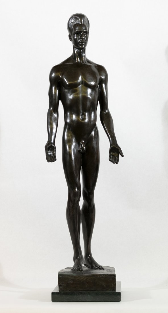 Richmond Barthe, 1901 - 1989, The Seeker: Richmond Barthe1901 - 1989The Seekermodeled 1963 cast 1986Bronze on marble base24-1/2 inches highsigned and dated '86 A/PProvenance: Collection of Jerry Manpearl and Jan Goodman.