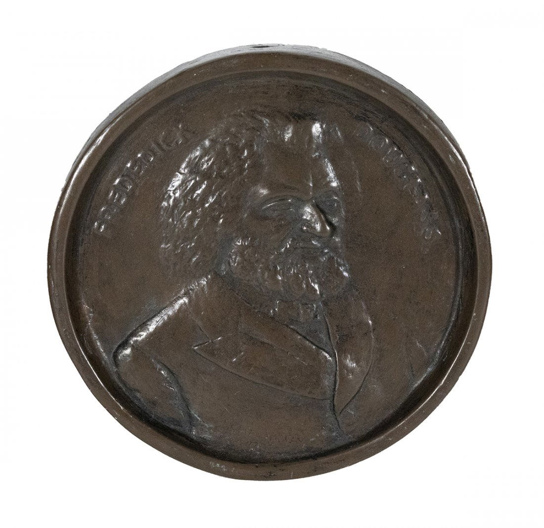 Isaac Scott Hathaway, 1872-1967, Frederick Douglass: Isaac Scott Hathaway1872-1967Portrait of Frederick Douglas1932painted plaster7 inches diameter, 3.25 inchesSigned, titled, and dated Provenance: Private collection Indianapolis, IN