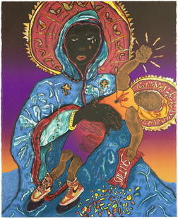 Margo Humphrey (b. 1942) - Black Madonna: Margo Humphrey b. 1942 Black Madonna color lithograph 2013 signed, titled, and dated 27-1/2 x 22-1/2 inches