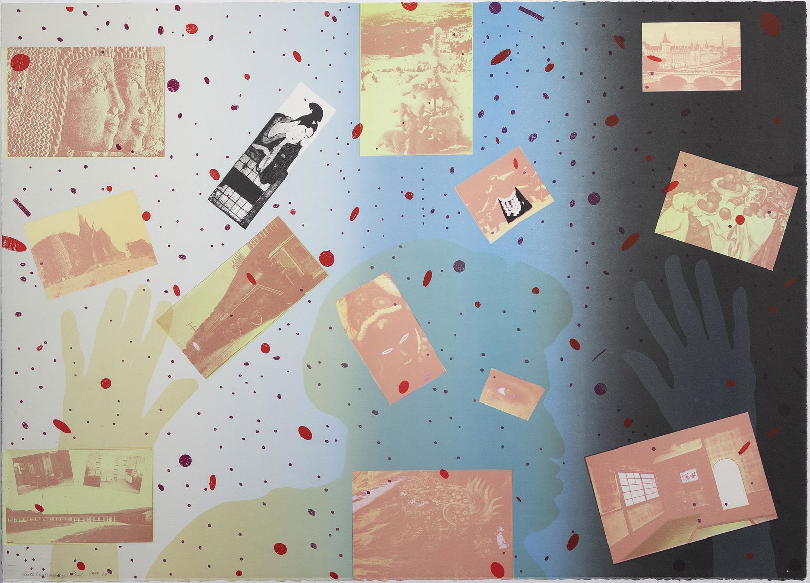 Howardena Pindell, b. 1943, Autobiography: Present and: Howardena Pindellb. 1943Autobiography: Present and Autobiography: Pastdiptych1988-89serigrapheach print, 21-1/2 x 30 inchessigned, titled, dated and numbered 4/55 in pencilProvenance