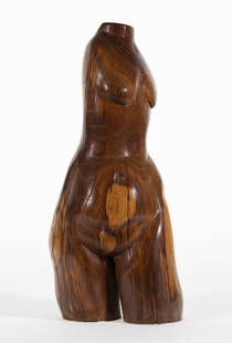 Houston Chandler, 1914-2015, Torso: Houston Chandler 1914-2015 Torso c. 1946 carved wood sculpture 18 x 7 inches Signed "Keg" Provenance: the artist to a private collection, Kansas City, MO.