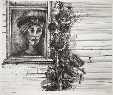 William Pajaud, 1925-2015, O.E.'s Honey: William Pajaud 1925-2015 O.E.'s Honey 1970 lithograph 20 x 26 inches signed, titled, dated, and numbered 25/63 Heritage Gallery, Los Angeles label verso