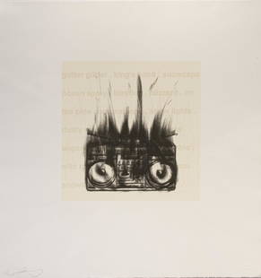 Gary Simmons, b. 1964, Lot of two works: Gary Simmons b. 1964 Lot of two works Includes: Flaming Boombox 2005 four color lithograph on white Pescia paper printed by Bill Lagattuta and Deborah Chaney 18 x 17 inches signed and numbered 2/30 