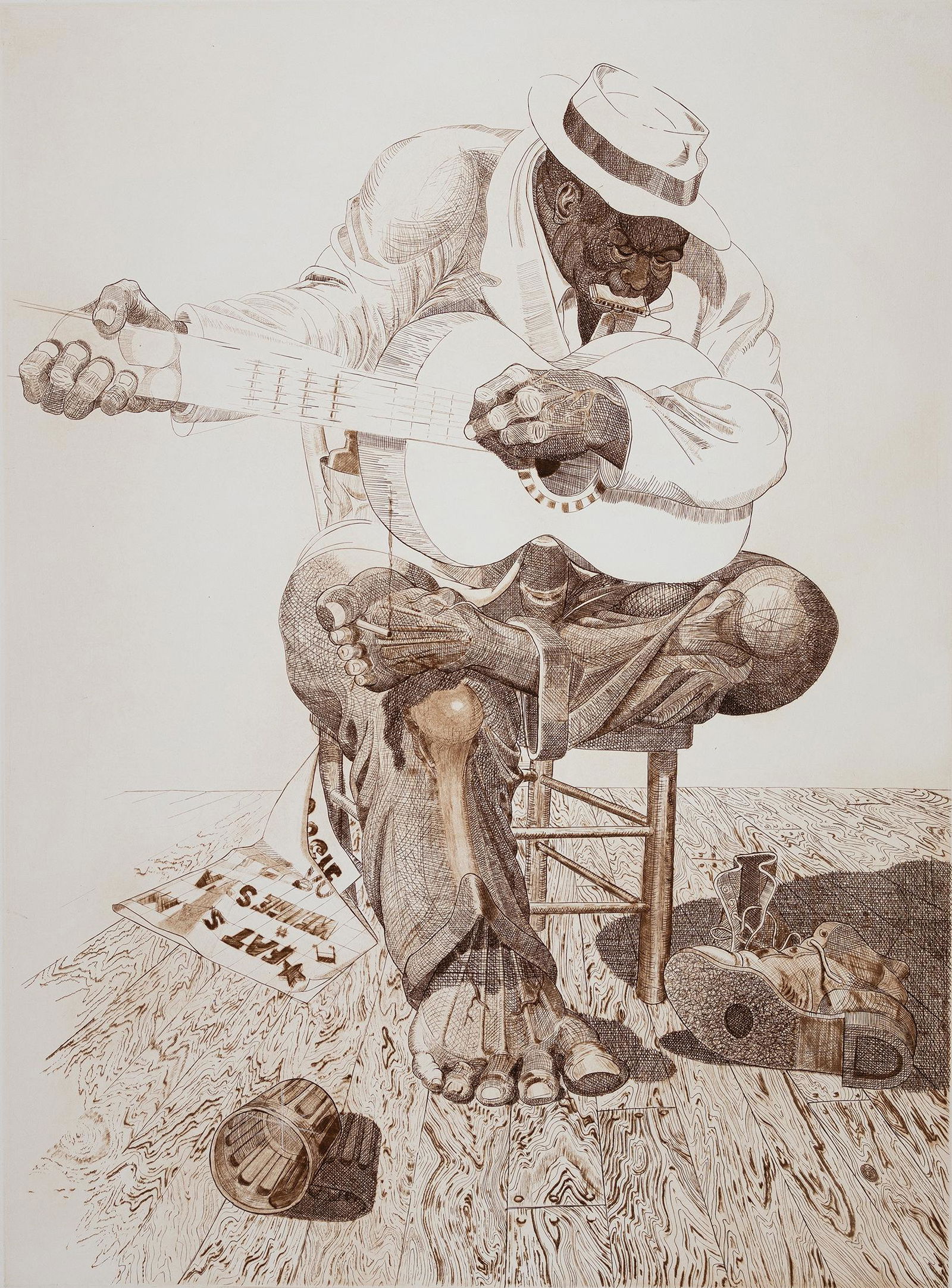 Ron Adams, b. 1934, Fat Sam: Ron Adamsb. 1934Fat Sam2005engraving on Arches paper23-3/4 x 17-1/2 inches (image)30 x 22-1/2 inches (sheet)signed, dated, titled, numbered 32/70