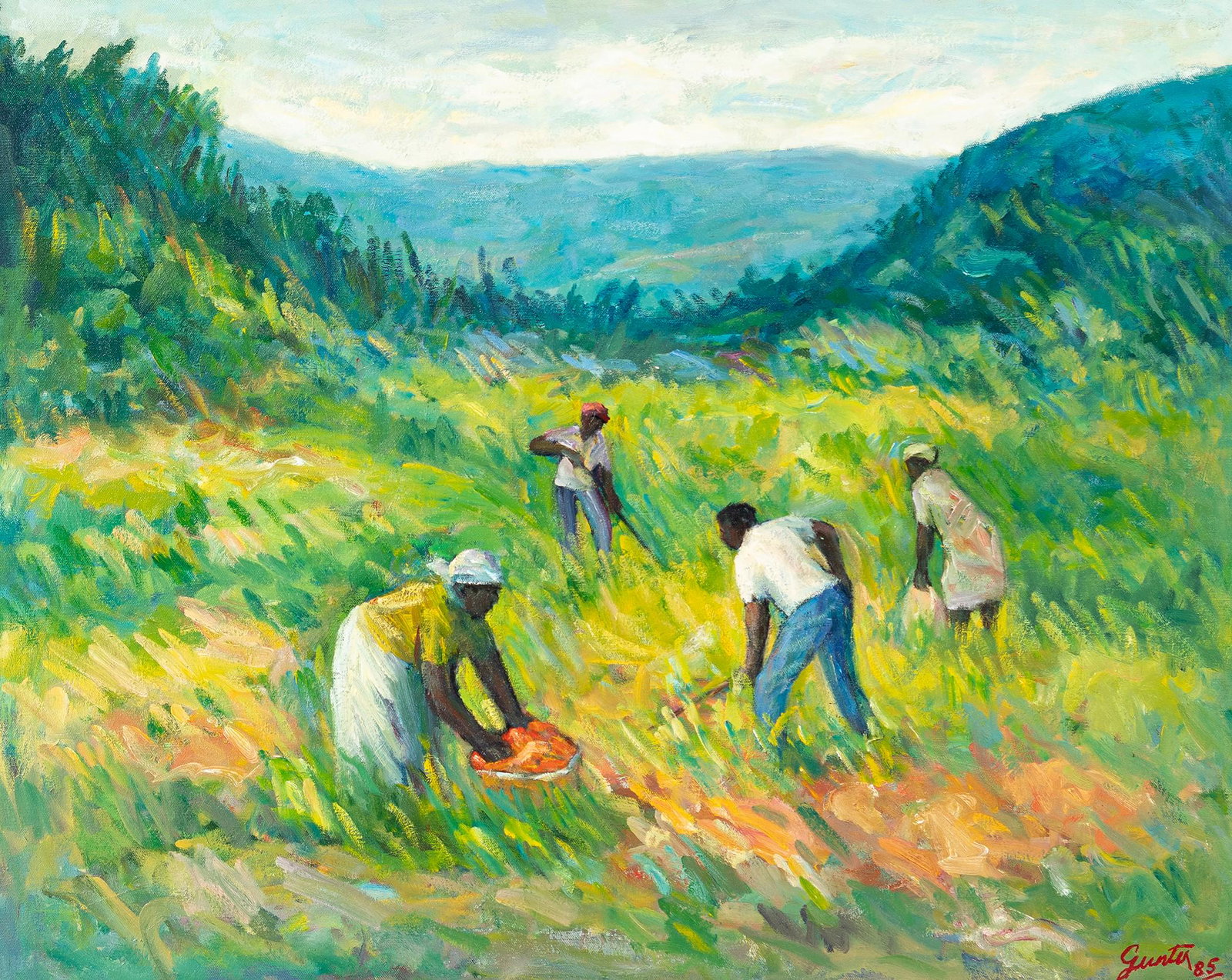 Lester Gunter, b. 1936, The Reapers: Lester Gunter b. 1936 The Reapers The Reapers 1985 oil on canvas 24 x 30 inches signed and dated