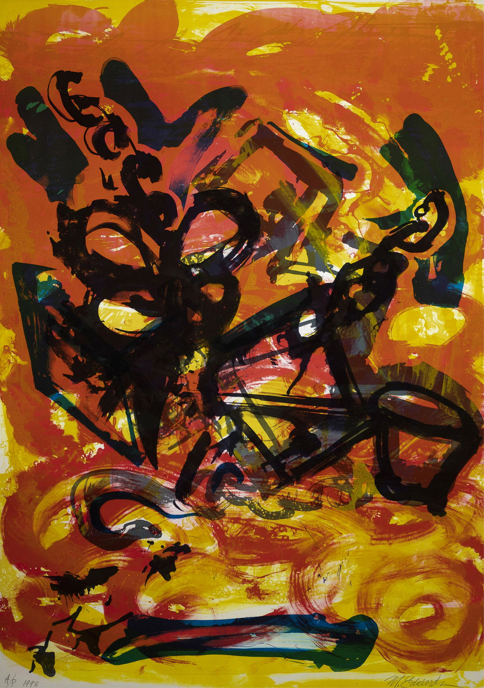 Melvin Edwards, b. 1937, Untitled: Melvin Edwardsb. 1937Untitled1998color lithograph29 1/2 x 21 1/4 inchessigned in pencil and dated, with "A/P"