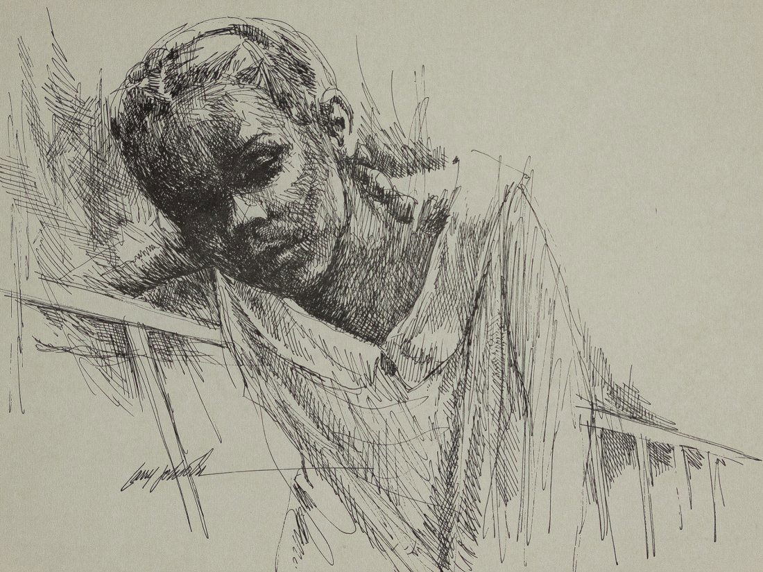 Larry Johnson, b. 1949, Portrait of a Young Girl: c. 1970pen and ink on paper8 1/2 x 11 1/2signed