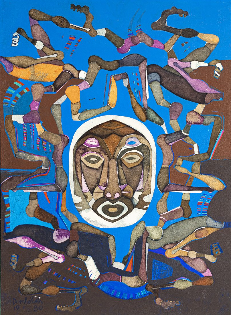 Damballaah Dolphus Smith, 1943-1992, untitled, African: 1980 acrylic and watercolor on Arches paper 30 x 22 inches signed and dated