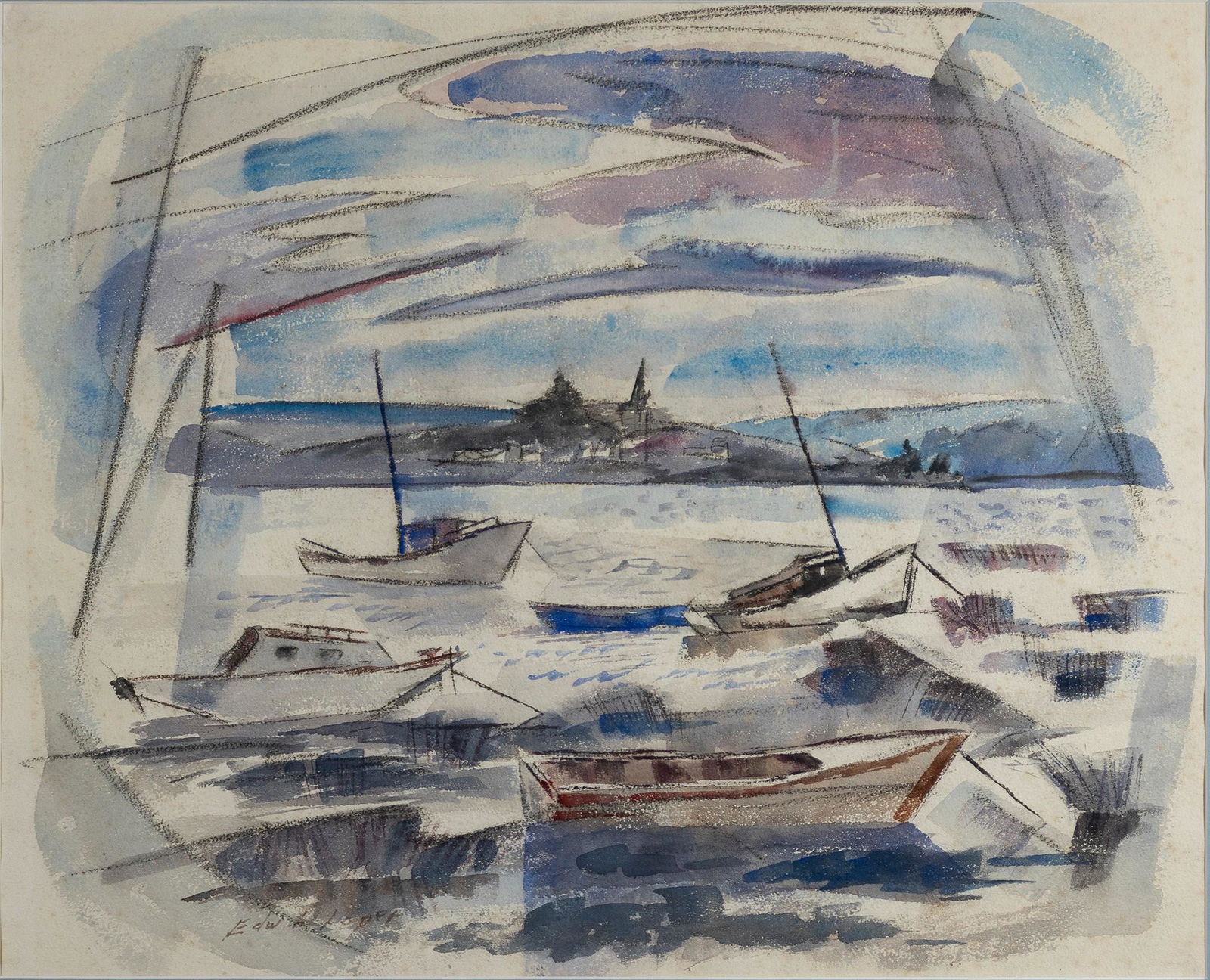 Edward L. Loper, Sr., 1916-2011, untitled, Delaware: Edward L. Loper, Sr.1916-2011untitled, Delaware Riverc. 1960swatercolor and crayon on paper17 x 21 inchessigned