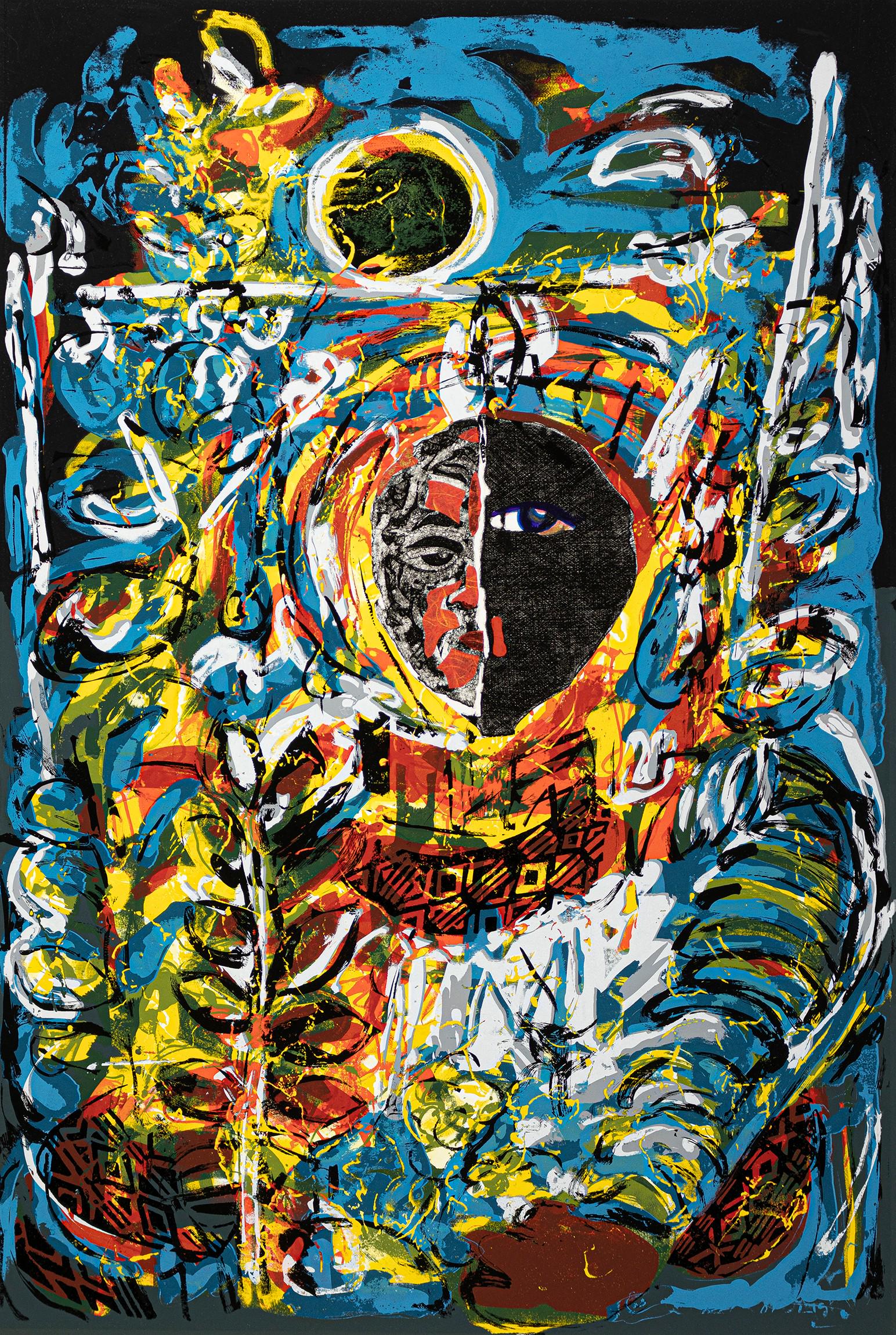 David Driskell, 1931-2020, Night Vision: David Driskell1931-2020Night Vision2007screen print, relief, etching, monoprint, and collage35 3/4 x 24 1/4 inches (image)41 1/2 x 28 1/2 inches (sheet)signed, titled, dated, numbered AP IV