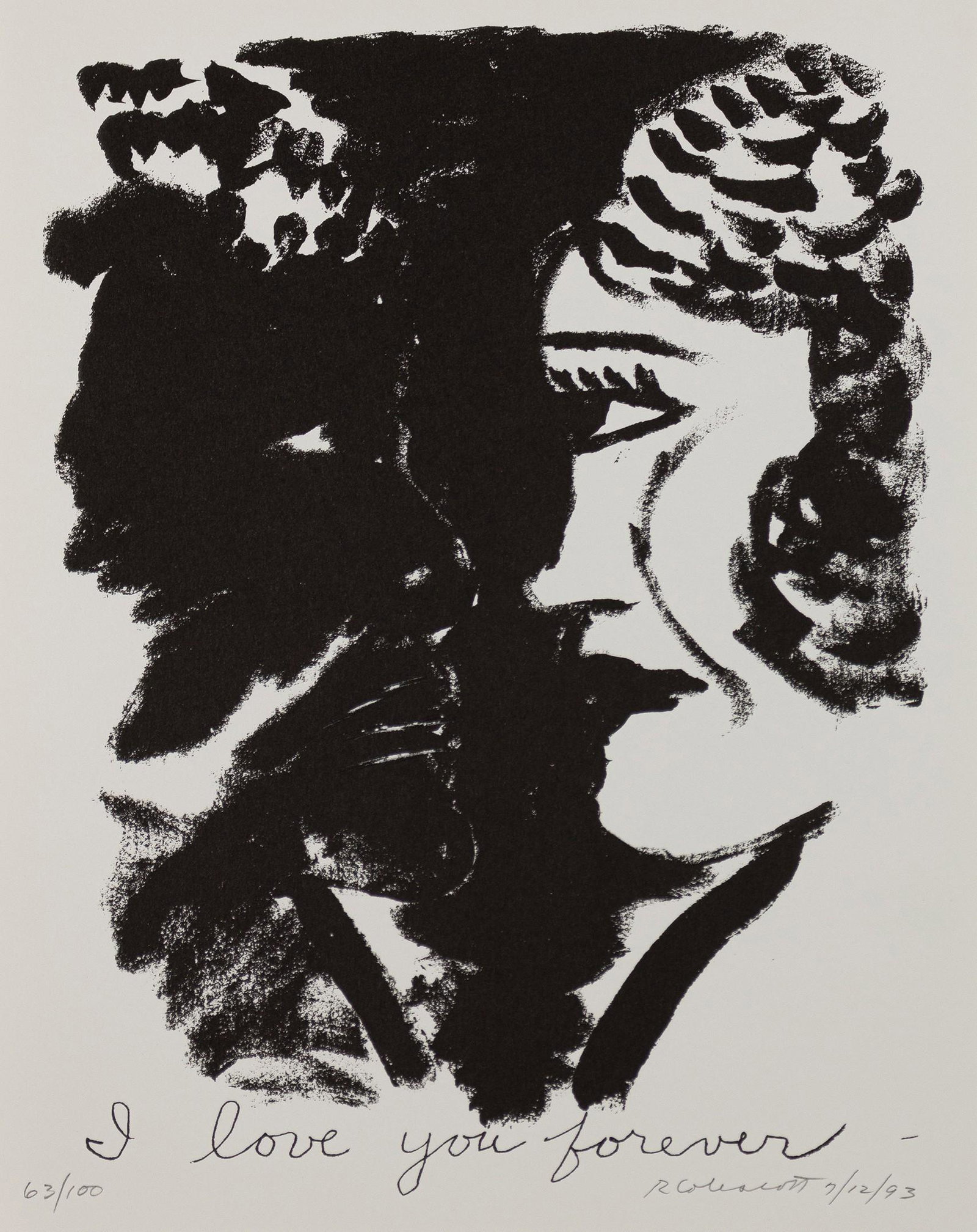 Robert Colescott, 1925-2009, I Love You Forever: Robert Colescott1925-2009I Love You Forever1993lithograph14 x 11 inchessigned, titled, dated 7/12/93, and numbered 63/100This work was included in Voices, An Artistsâ€™ Book, 1994, portfol