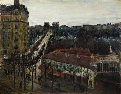 Aaron Douglas, 1899-1979, Paris Street Scene: Aaron Douglas1899-1979Paris Street Scenec. 1936oil on canvas25-1/2 x 32 inchessigned