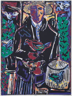 David Driskell, 1931-2020, Bird Man: David Driskell1931-2020Bird Man2010combination relief print on paper16 x 12 inches (image)26-1/4 x 20-1/4 inches (sheet)signed, titled and dated; numbered 42/50