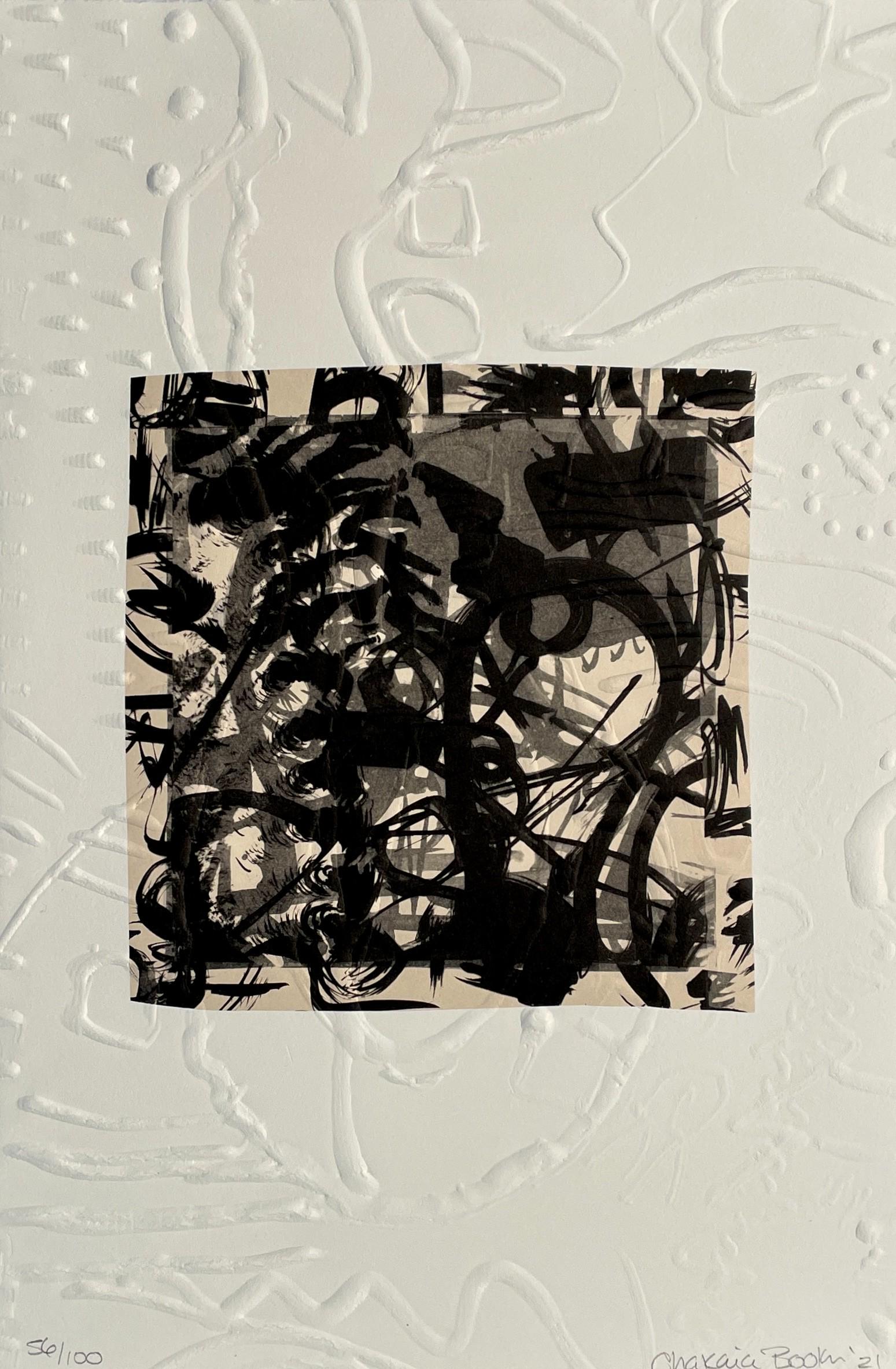 Chakaia Booker, b. 1953, untitled: Chakaia Bookerb. 1953untitled2021lithograph with chine-colle on embossed paper21 x 14 inchessigned, dated and numbered 56/100 in graphiteProvenance: Private Collection, Indianapolis; acqui
