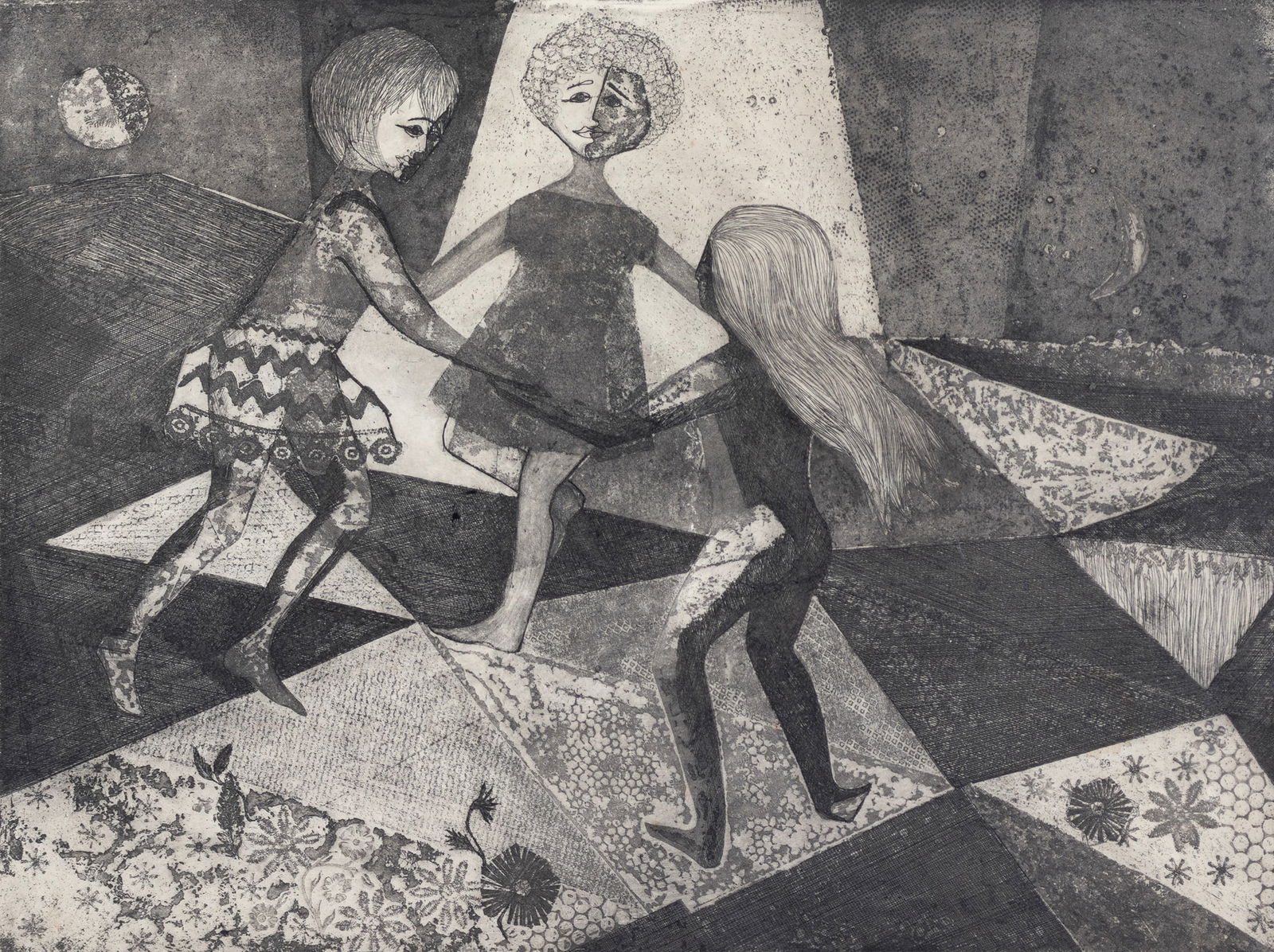 Betye Saar, b. 1926, Ring Around the Rosey: Betye Saarb. 1926Ring Around the Rosey1960etching20 x 15-1/2 inchessigned APProvenance: private collection, Los Angeles, CA