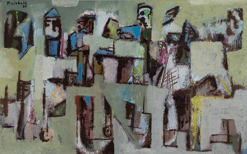 David Driskell, 1933-2020, untitled, Figures in a line: David Driskell1933-2020untitled, Figures in a line1955oil on canvassigned and dated