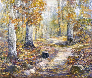 John Wesley Hardrick, 1891-1968, Beech Forest Interior: John Wesley Hardrick1891-1968Beech Forest Interior1935oil on board31 x 37 inchessignedProvenance: private collection, Los Angeles, CAIllustrated: A Place of His Own: The Life and Art of Jo