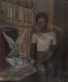 I. Henderson, 20th Century, untitled, Feeding the Pigeons