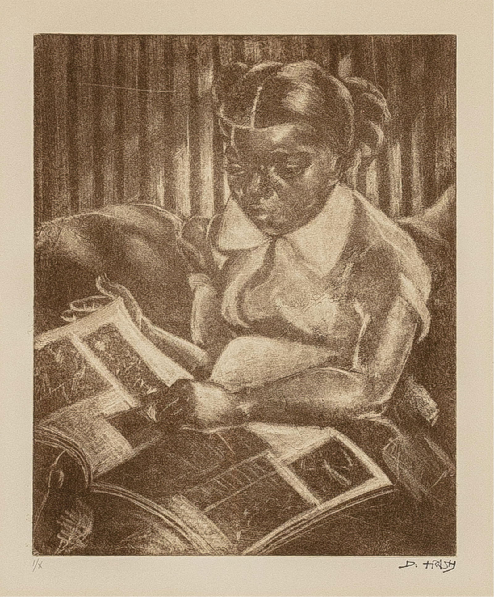 Dox Thrash, 1893-1965, Life: Dox Thrash1893-1965Life1938-39 (printed later)carborundum mezzotint printsigned with estate stamp signature, in pencil 1/X11 x 8-3/4 inches