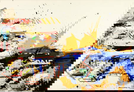 Sam Middleton, 1927-2015, untitled: Sam Middleton1927-2015untitled1985mixed media collage on paper20 x 29-1/2 inchessigned and datedProvenance: private collection, Philadelphia, PA